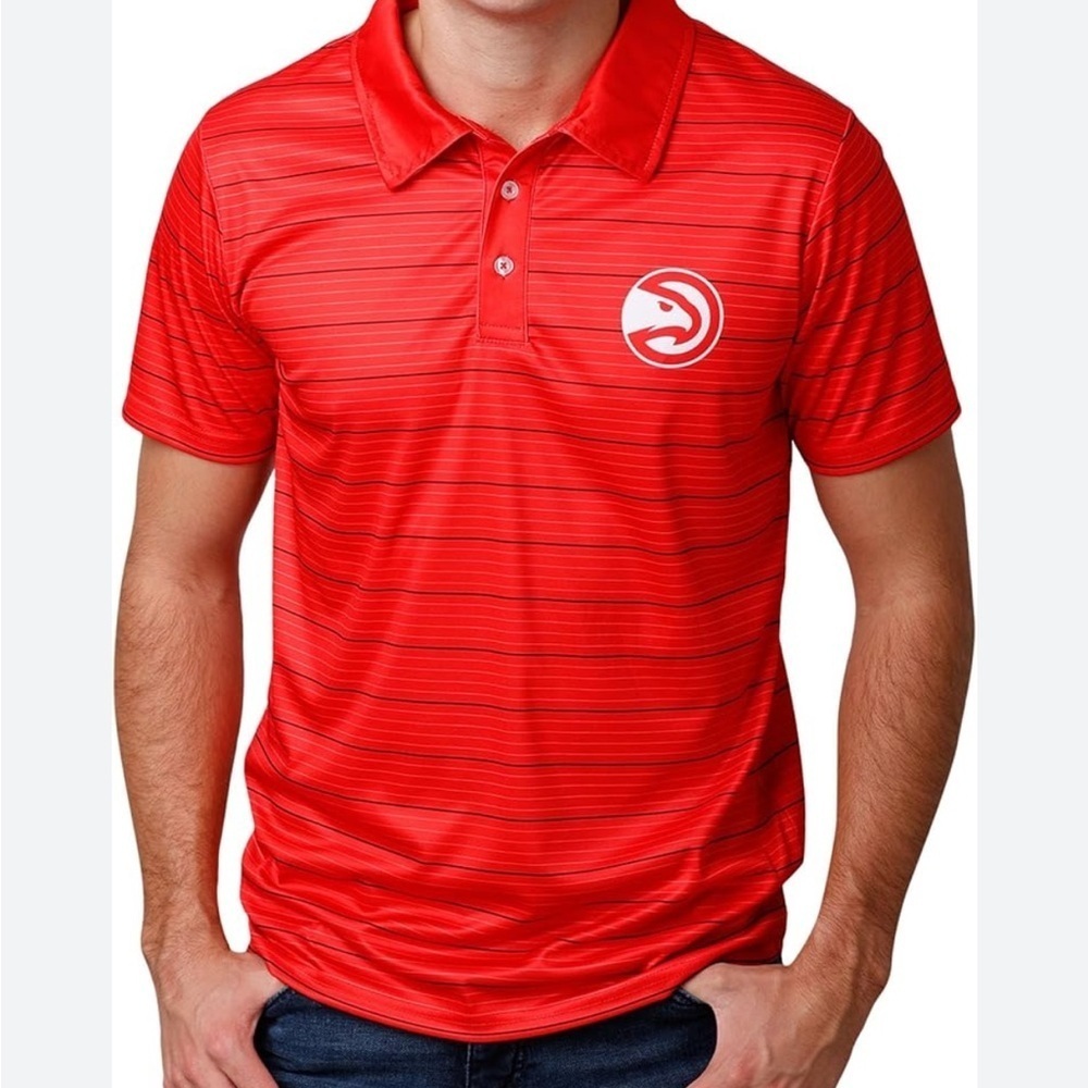 Atlanta Hawks Red Striped Polo Shirt NEW XL NBA Men’s